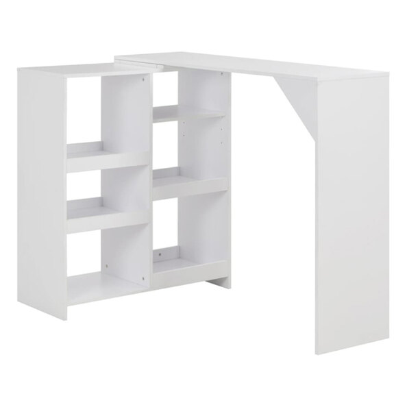 Winnie Wooden Bar Table With Moveable Shelf In White