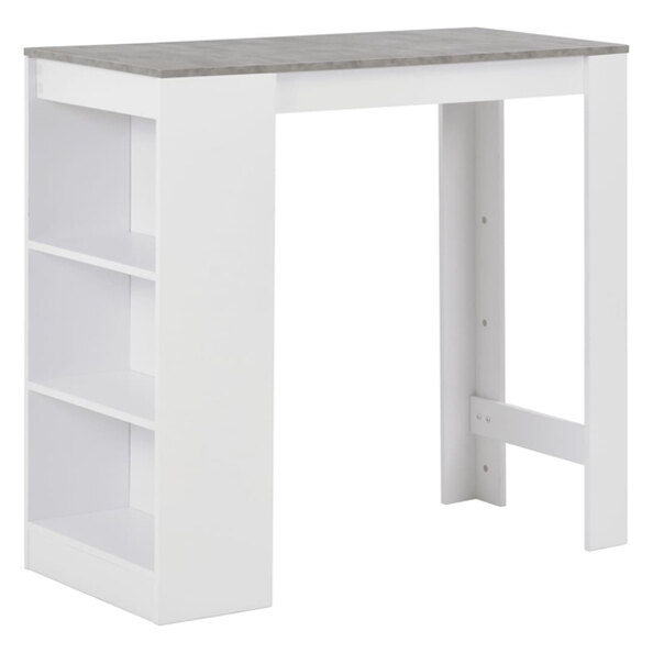 Winnie Wooden Bar Table With Shelf In Concrete And White