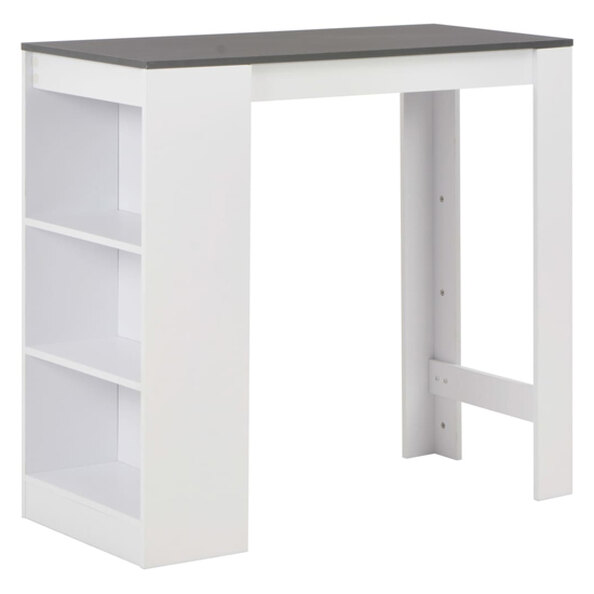 Winnie Wooden Bar Table With Shelf In Grey And White