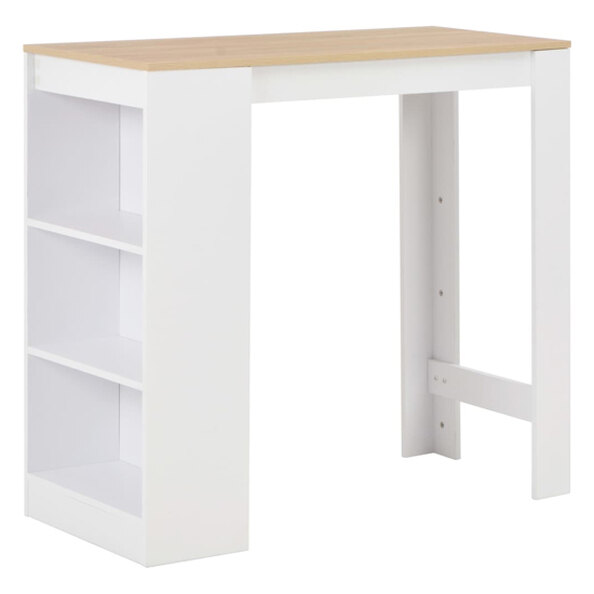 Winnie Wooden Bar Table With Shelf In Oak And White