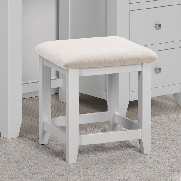 Wrenley Wooden Dressing Stool in Pebble Grey and Oak
