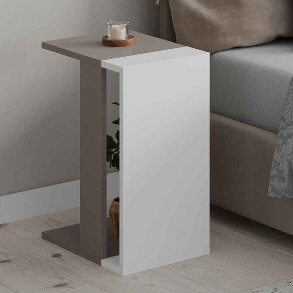Wrenley Wooden Side Table in White and Grey