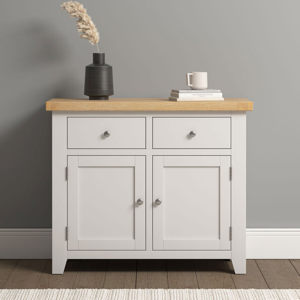 Wrenley Wooden Sideboard with 2 Doors in Ivory and Oak