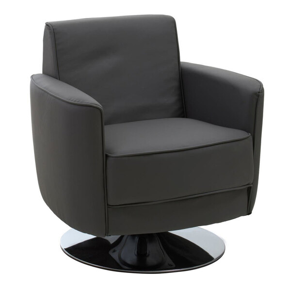 Wuxue Leather Effect Lounge Chair In Grey With Chrome Base