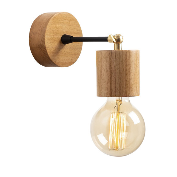 Xanthos Wooden Wall Light in Black and Oak