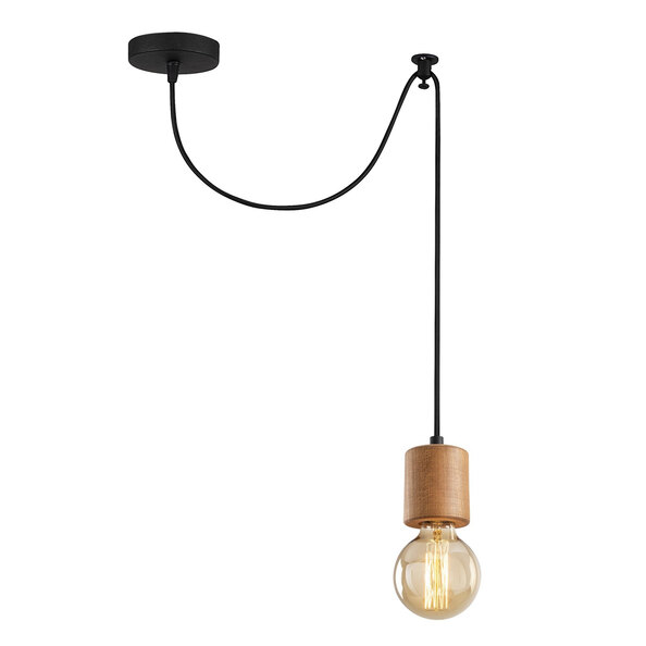 Xanthos Metal Ceiling Light in Black and Oak
