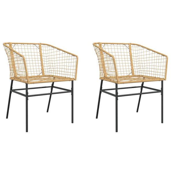 Xanvio Garden Brown Poly Rattan Armchair in Pair