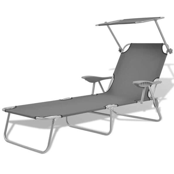 Xavien Outdoor Sun Lounger with Metal Frame in Grey