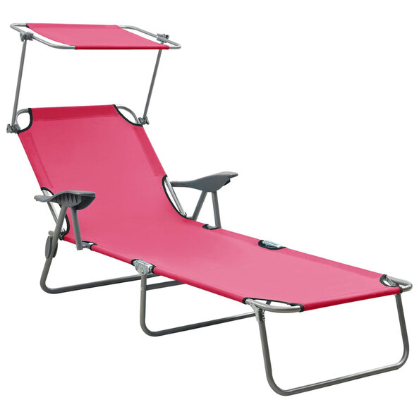 Xavien Outdoor Sun Lounger with Metal Frame in Pink