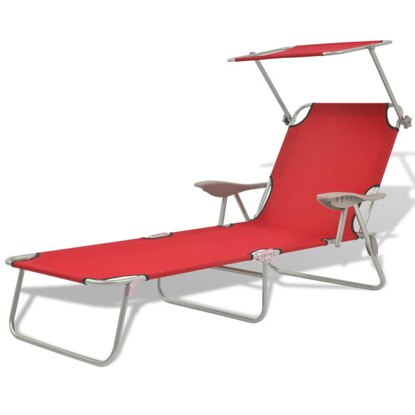 Xavien Outdoor Sun Lounger with Metal Frame in Red