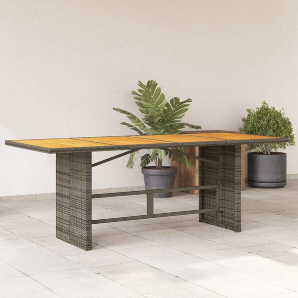 Xorell Garden Grey Acacia Wood Top Dining Table with Poly Rattan Base