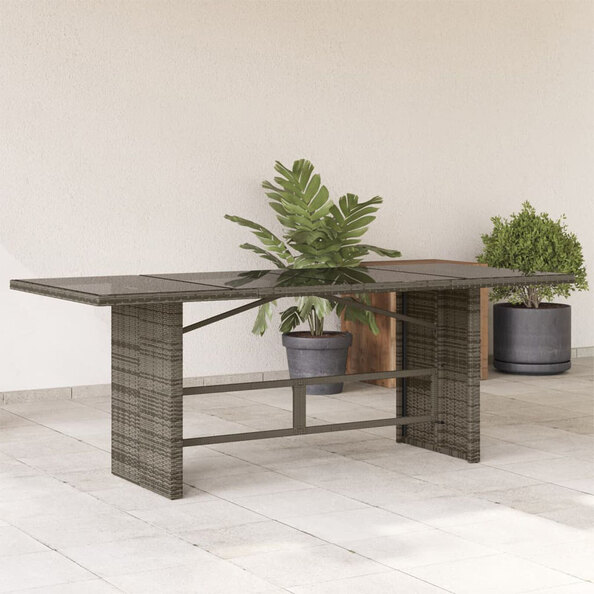 Xorell Garden Grey Glass Top Dining Table with Poly Rattan Base