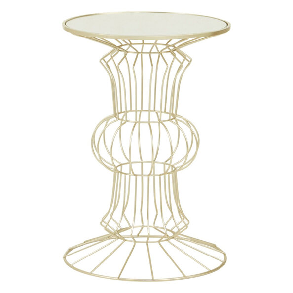 Xuange White Mirrored Glass Side Table With Light Gold Frame
