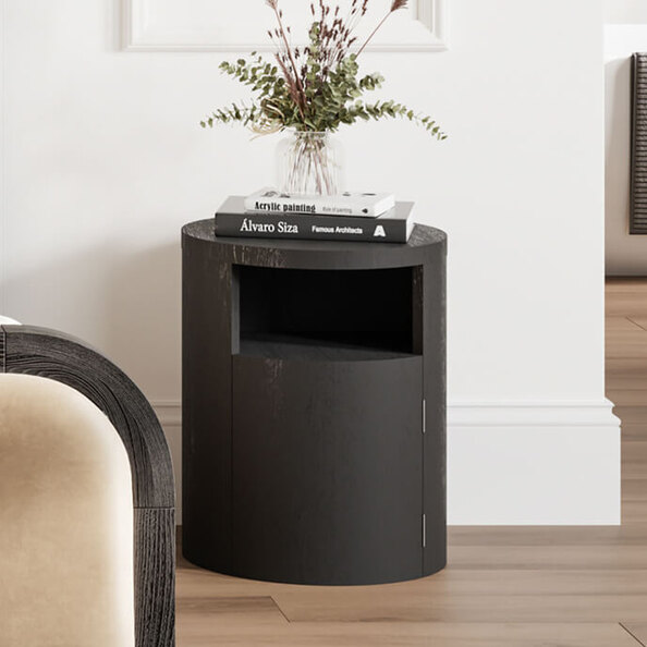 Yakima Wooden Bedside Cabinet With 1 Door - Black