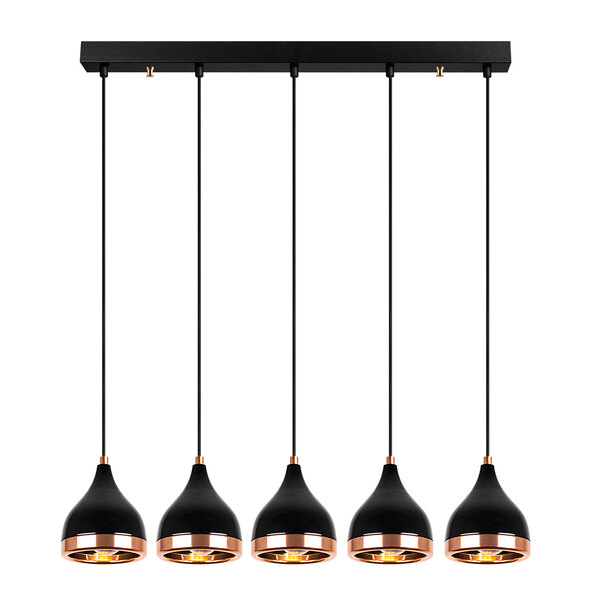 Yildo 5 Light Metal Ceiling Pendant Light in Black and Copper