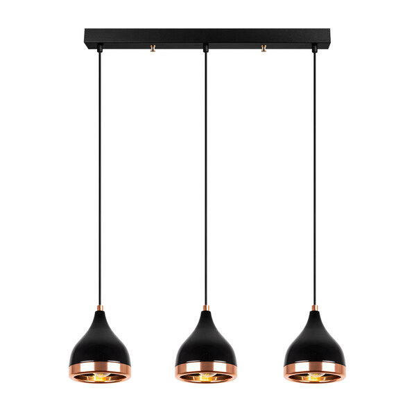 Yildo Small 3 Light Metal Ceiling Pendant Light in Black and Copper