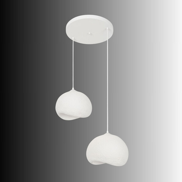 Yontu 2 Light Metal Drop Ceiling Pendant Light in White