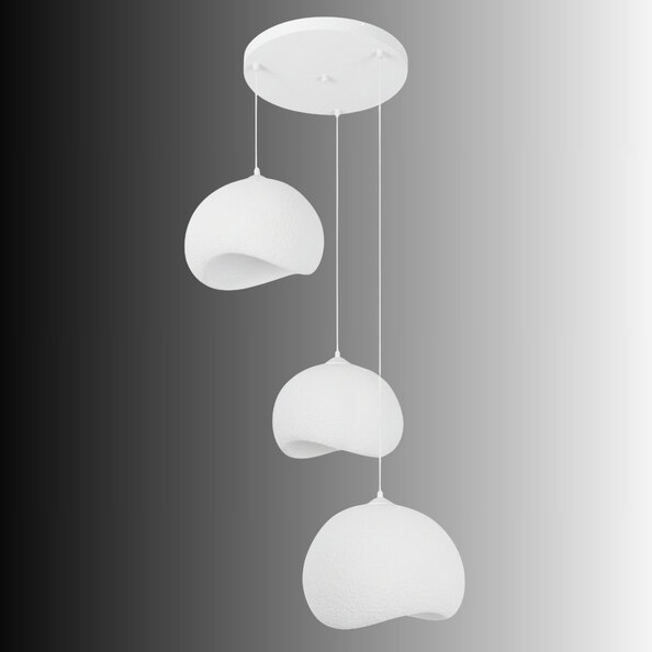 Yontu 3 Light Metal Drop Ceiling Pendant Light in White