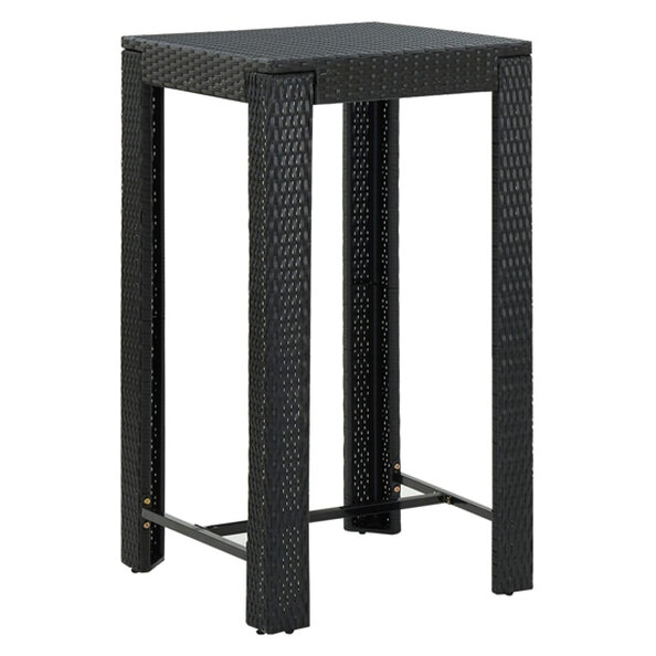 Yuna 60.5cm Poly Rattan Garden Bar Table In Black
