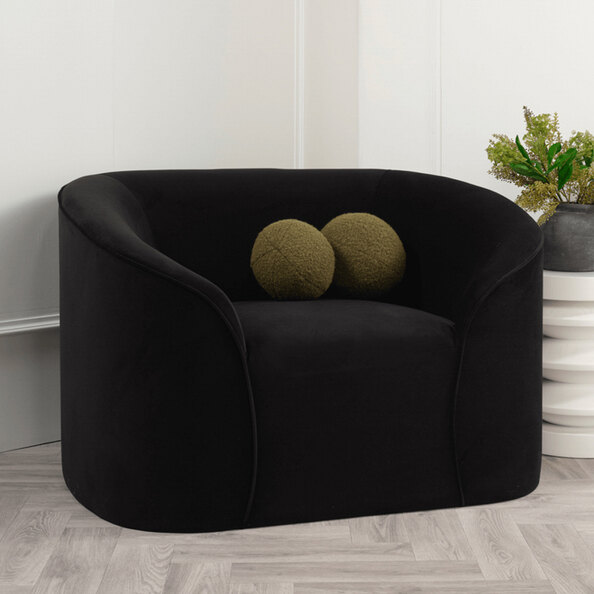 Zapopan Velvet 1 Seater Sofa - Black