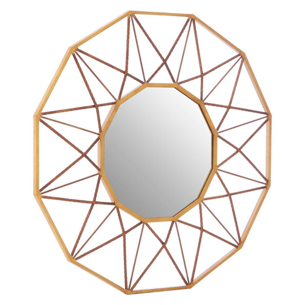 Zaria Geo Wall Bedroom Mirror In Antique Gold Frame