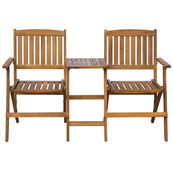Zaviso Garden Acacia Wood Folding Chairs with Tea Table in Brown