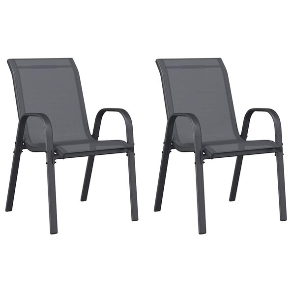 Zelaro Garden Grey Textilene Fabric Dining Chairs in Pair