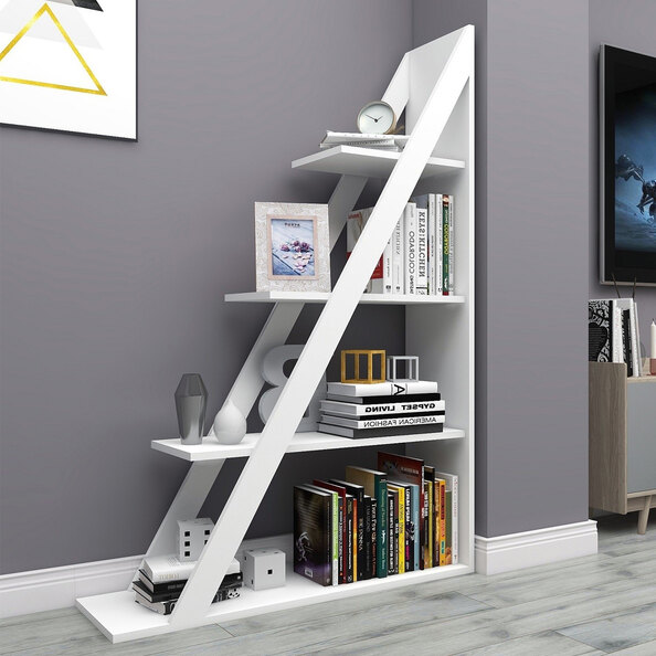 Statira Wooden Bookcase With 4 Shelves In White