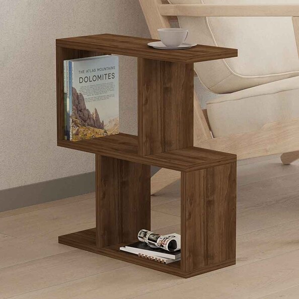 zet Wooden Side Table in Walnut