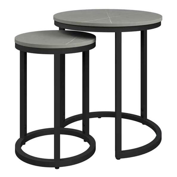 Zillah Round Ceramic Top Set Of 2 Side Table in Grey