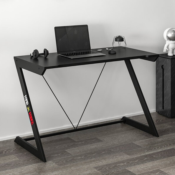 Zoned Wooden Gaming Desk in Black