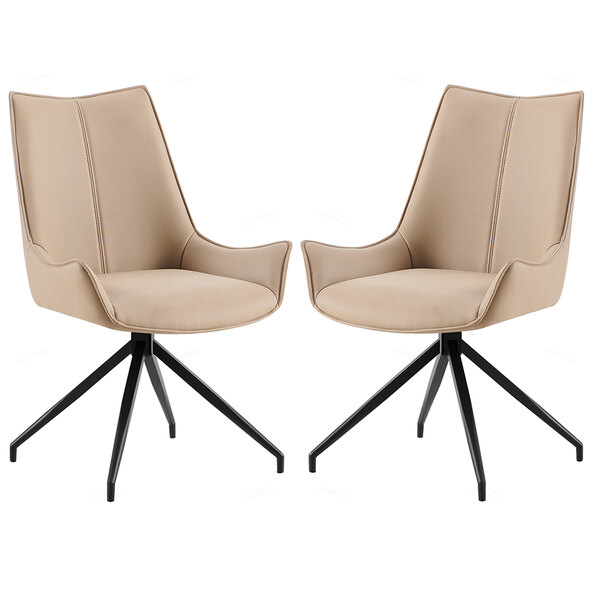 Zurich Mink PU Leather Dining Chairs With Black Legs In Pair
