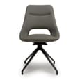 Aara Truffle Faux Leather Swivel Dining Chairs In Pair