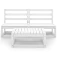 Abby Solid Pinewood 3 Piece Garden Lounge Set In White
