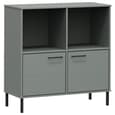 Adica Solid Wood Bookcase With 2 Doors In Grey