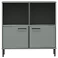 Adica Solid Wood Bookcase With 2 Doors In Grey