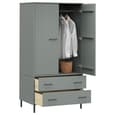 Adica Solid Wood Wardrobe 2 Doors In Grey With Metal Legs