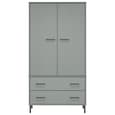 Adica Solid Wood Wardrobe 2 Doors In Grey With Metal Legs