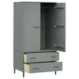Adica Solid Wood Wardrobe 2 Doors In Grey With Metal Legs