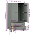 Adica Solid Wood Wardrobe 2 Doors In Grey With Metal Legs