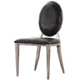 Aella Marble Dining Table With 6 Black Chairs In Natural Stone