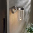 Afton Clear Glass Shade Bathroom Wall Light In Brushed Silver