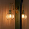 Afton Clear Ribbed Glass Shade Bathroom Wall Light In Brass