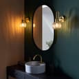 Afton Clear Ribbed Glass Shade Bathroom Wall Light In Brass
