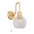 Afton Clear Ribbed Glass Shade Bathroom Wall Light In Brass