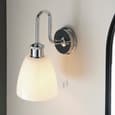 Afton Gloss Opal Glass Shade Bathroom Wall Light In Chrome