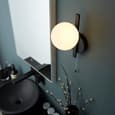 Afton Matt Opal Glass Shade Bathroom Wall Light In Black