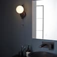 Afton Matt Opal Glass Shade Bathroom Wall Light In Black