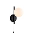 Afton Matt Opal Glass Shade Bathroom Wall Light In Black