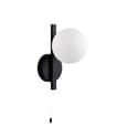 Afton Matt Opal Glass Shade Bathroom Wall Light In Black